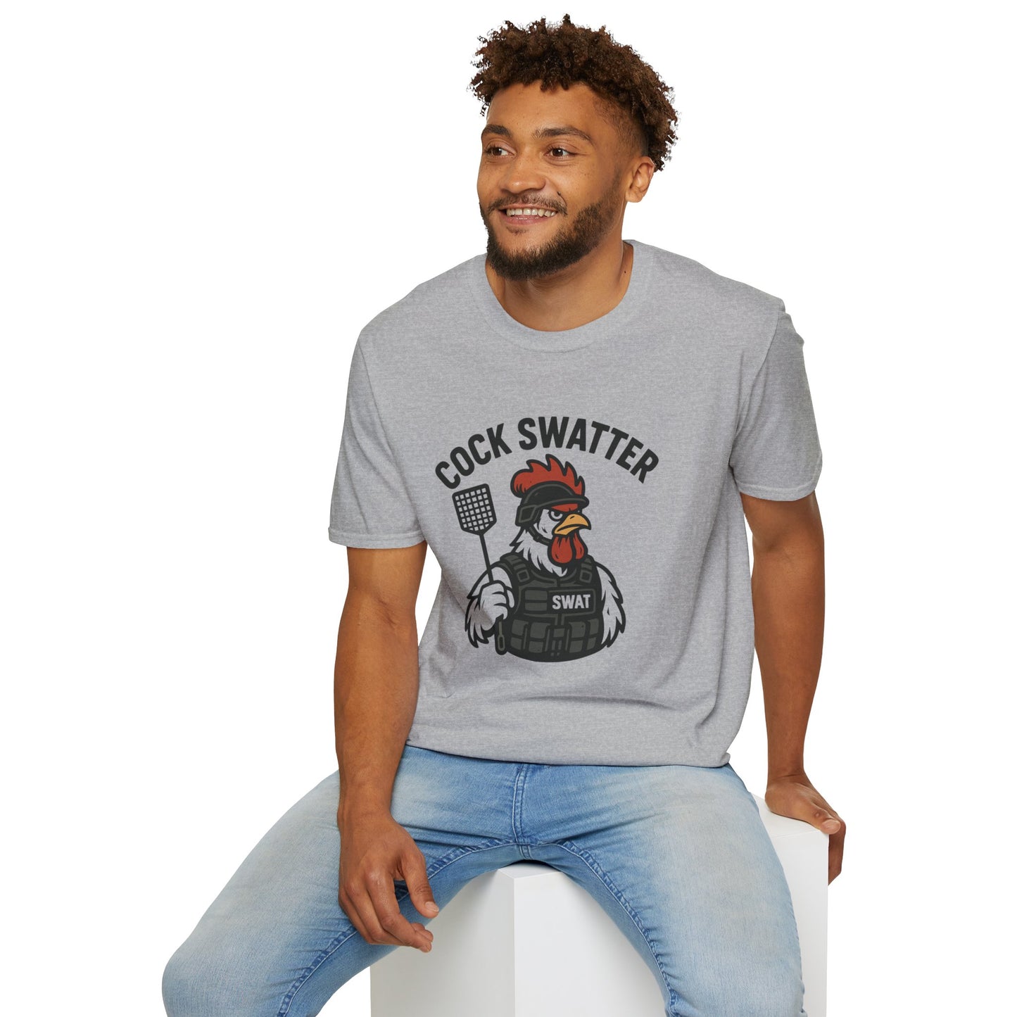 Funny Cock Swatter Unisex T-Shirt – Humor for Animal Lovers