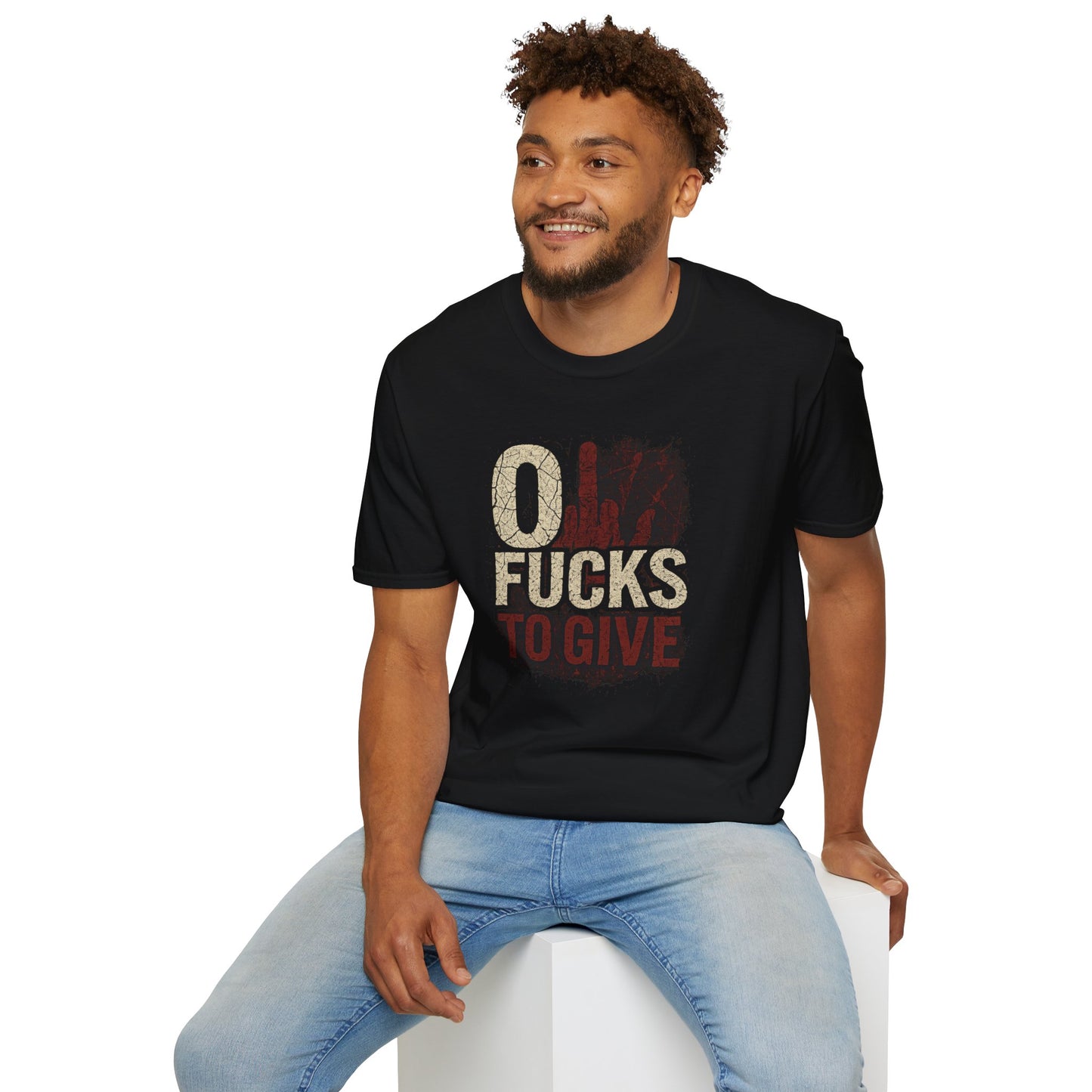 Unisex Softstyle T-Shirt - "0 Fucks To Give" Graphic Tee for Casual Wear
