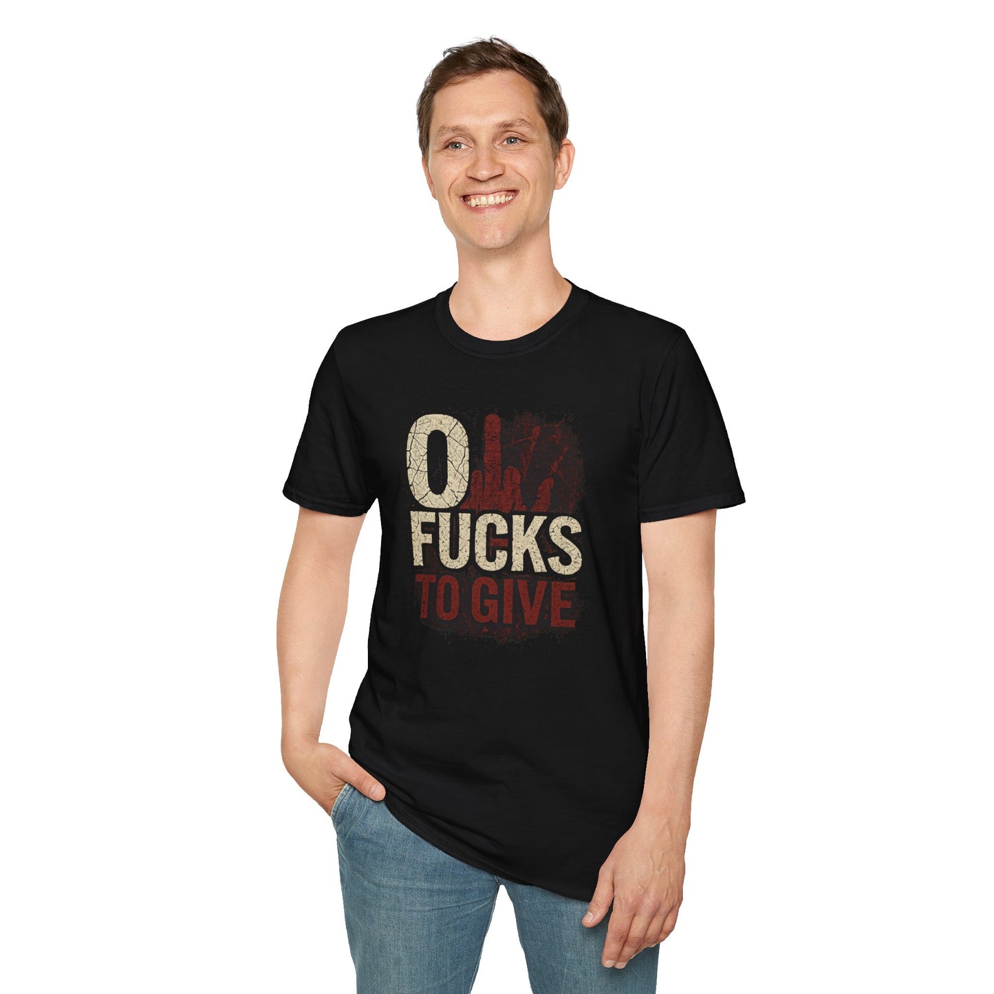 Unisex Softstyle T-Shirt - "0 Fucks To Give" Graphic Tee for Casual Wear