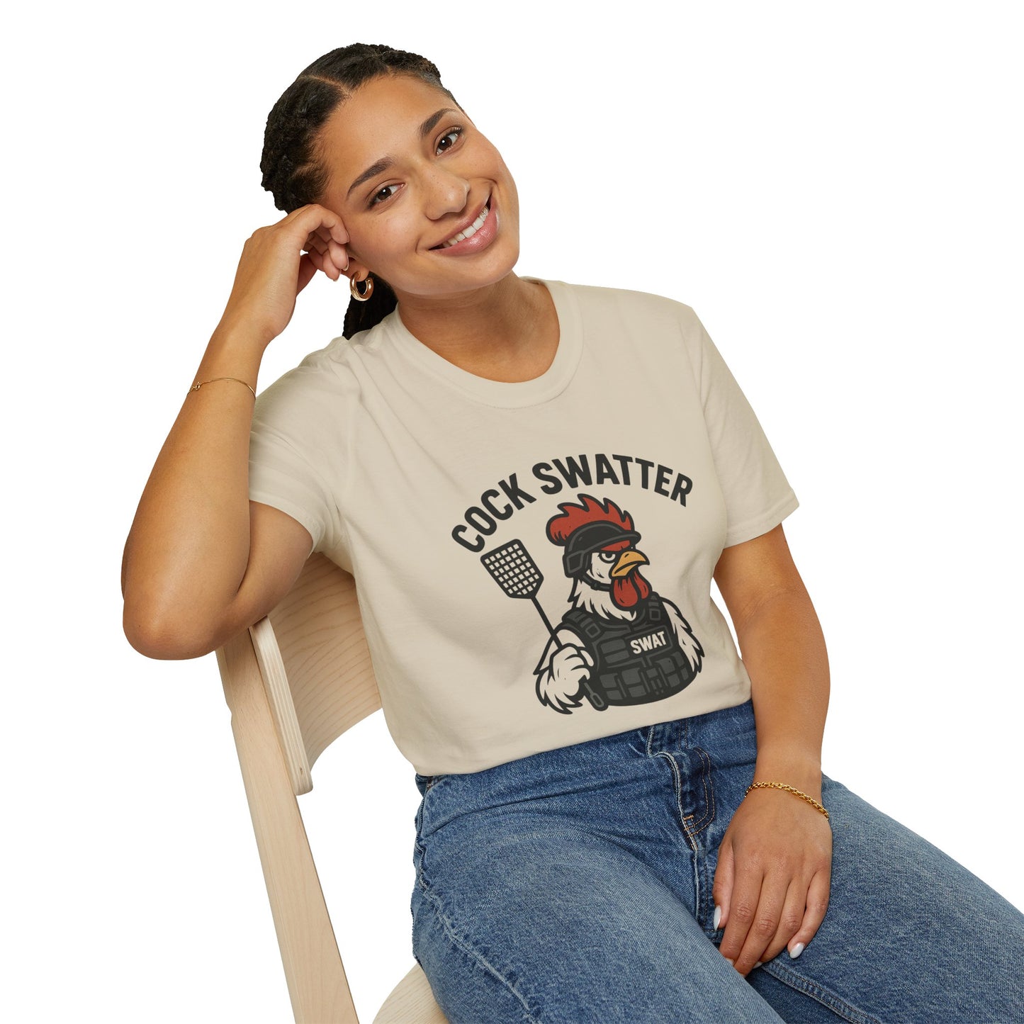 Funny Cock Swatter Unisex T-Shirt – Humor for Animal Lovers